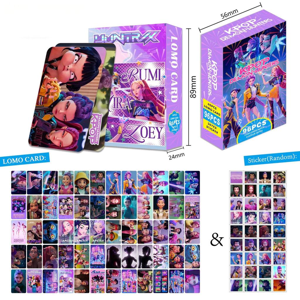 55pcs K-POP Demon Hunters Holographic Cards Set - HUNTR/X Boy Girl Group Laser Photocards, Anime Collectible Trading Game Cards,