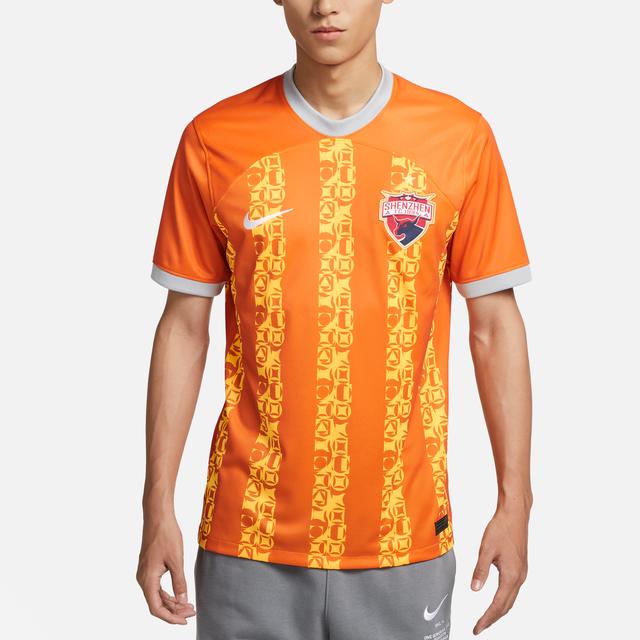 Nike Dri-Fit Pattern Print Color Block Quick-Dry Breathable Short Sleeve Soccer Jersey Men Jersey Orange FV3514-806