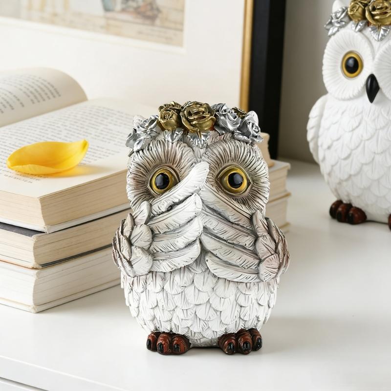 1Pc No See No Evils Hear No Evil Speak Owl Figurines Resin Owl Statues Home Decors Collectibles Animal Sculptures