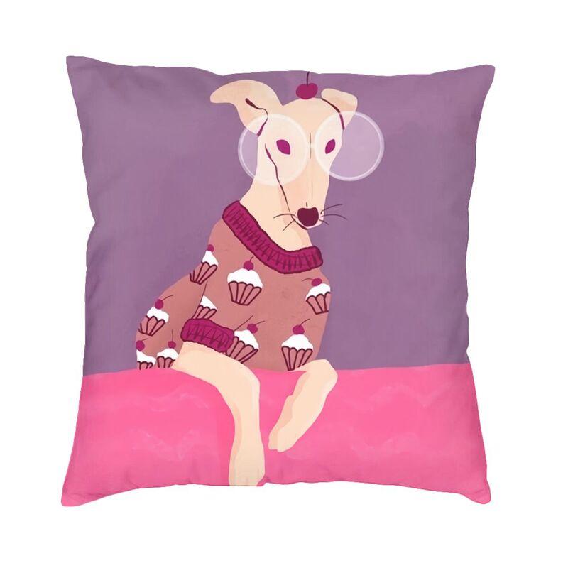 Love Greyhound-Kissenbezug, 66 x 66 cm, Whippet Hound Dog, weicher nordischer Überwurf-Kissenbezug, Heimdekoration, Sofa, modischer Kissenbezug