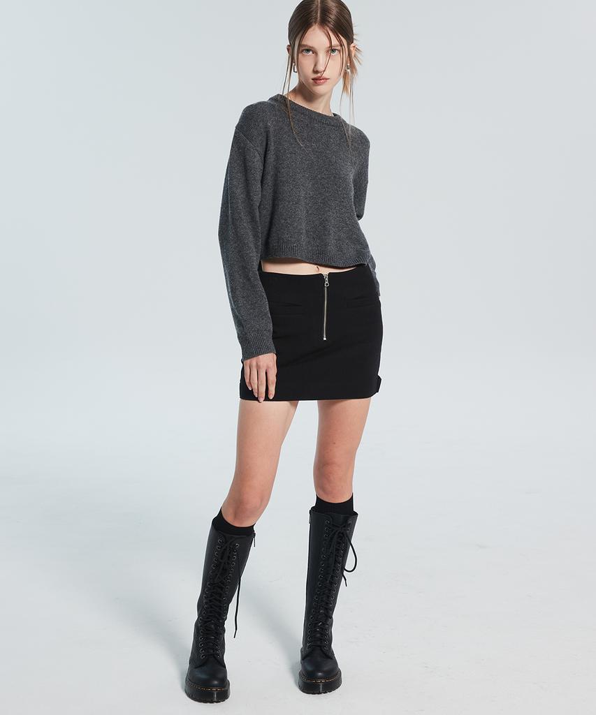 RACLEUR Front Zip Mini Skirt [Black]