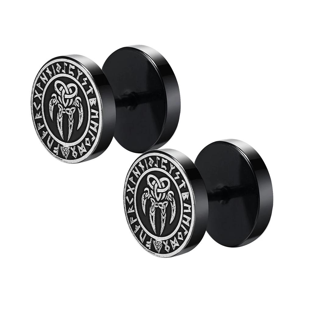 Gothic Norse Viking Runes Stud Earrings for Men Boys,Rock Punk Stainless Steel Valknut Wolf Head Compass Celtic Knot Earrings