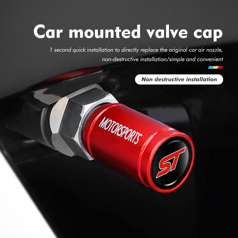 4pcs Car Logo Tire Valve Cover Alloy Wheel Tyre Stem Dust Cap For Ford S-MAX Kuga Mondeo Fusion KA Everest Escape ST Racing