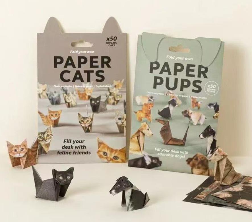Cats Handmade Creative Diy Paper Cat Dog Dinosaur Folding Animal Folding Craft Paper Set For Decoration Kid Gifts
