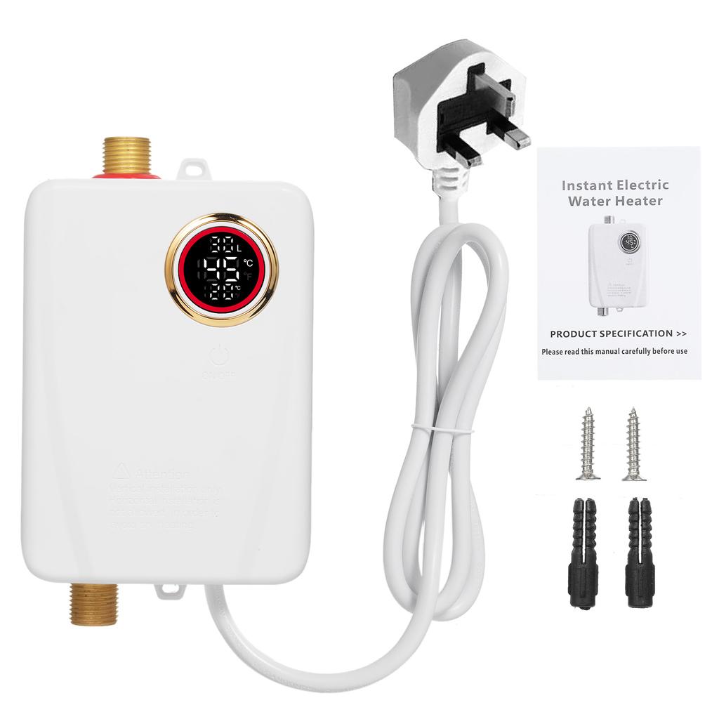Anında Su Isıtıcı 3500W 220V Beyaz Mini Tankless Anında Sıcak Su Isıtıcı Banyo Mutfak