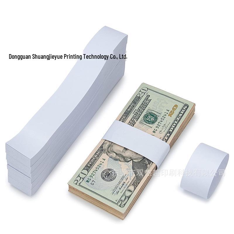 Universal Double-Sided White Currency Straps for Cash Management