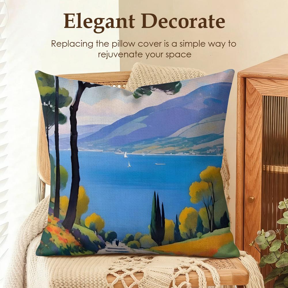 Art DDavid Hockney Cushion Cover Natural Linen Organic Fabric DoubleSided Printing Sofa Home Decor Gift Pillow Case