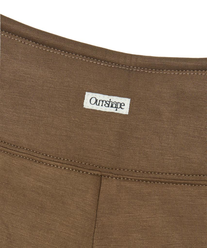 AWOSWEIB Wide Waist Straight Pants - Coffee Brown