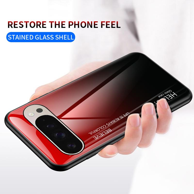 For Google Pixel 9 Pro/9 Case Anti-Scratch Tempered Glass+PC+TPU Phone Cover