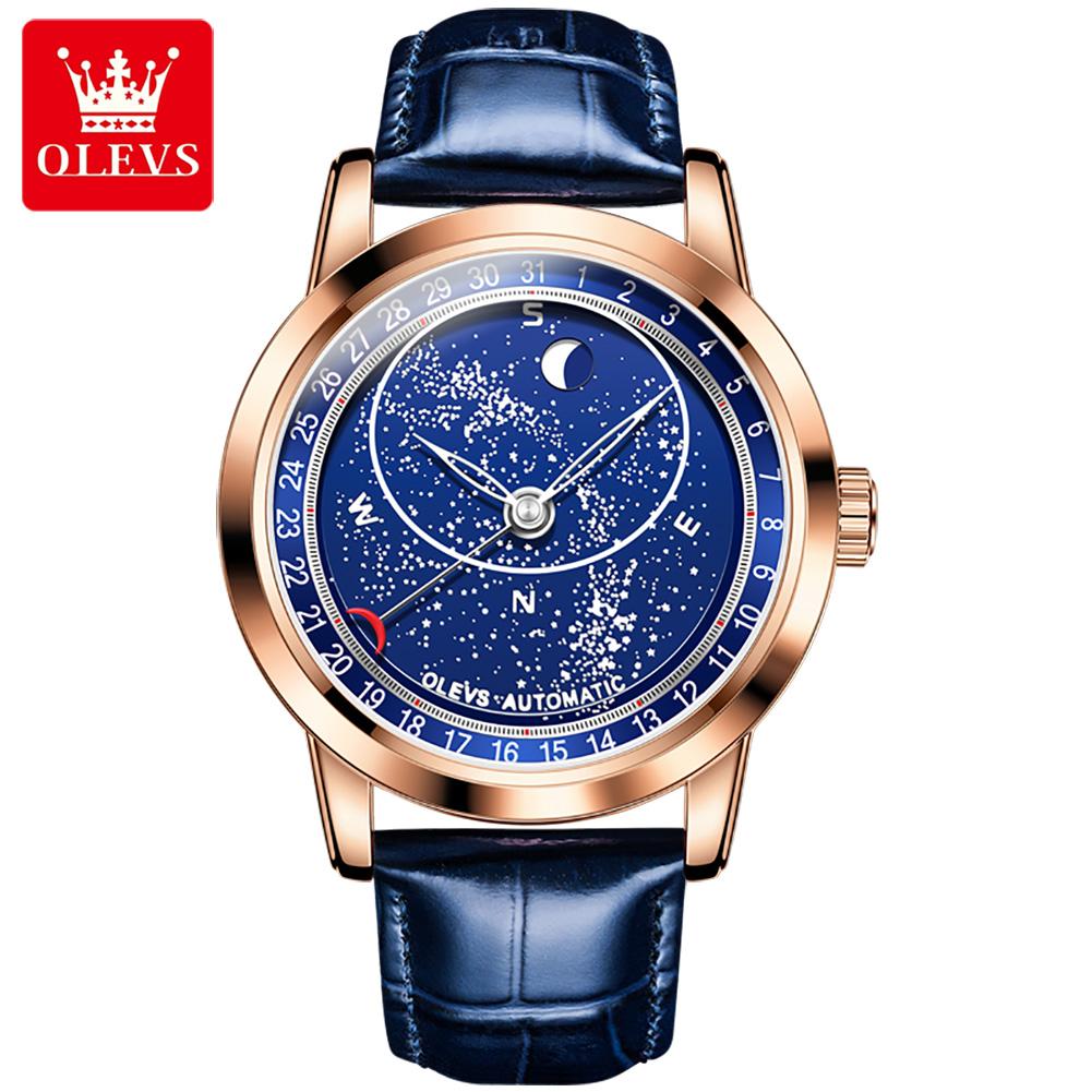 OLEVS New Business and Leisure Watch Automatic Mechanical Starry Sky Second Dial Luminous Men's Watch