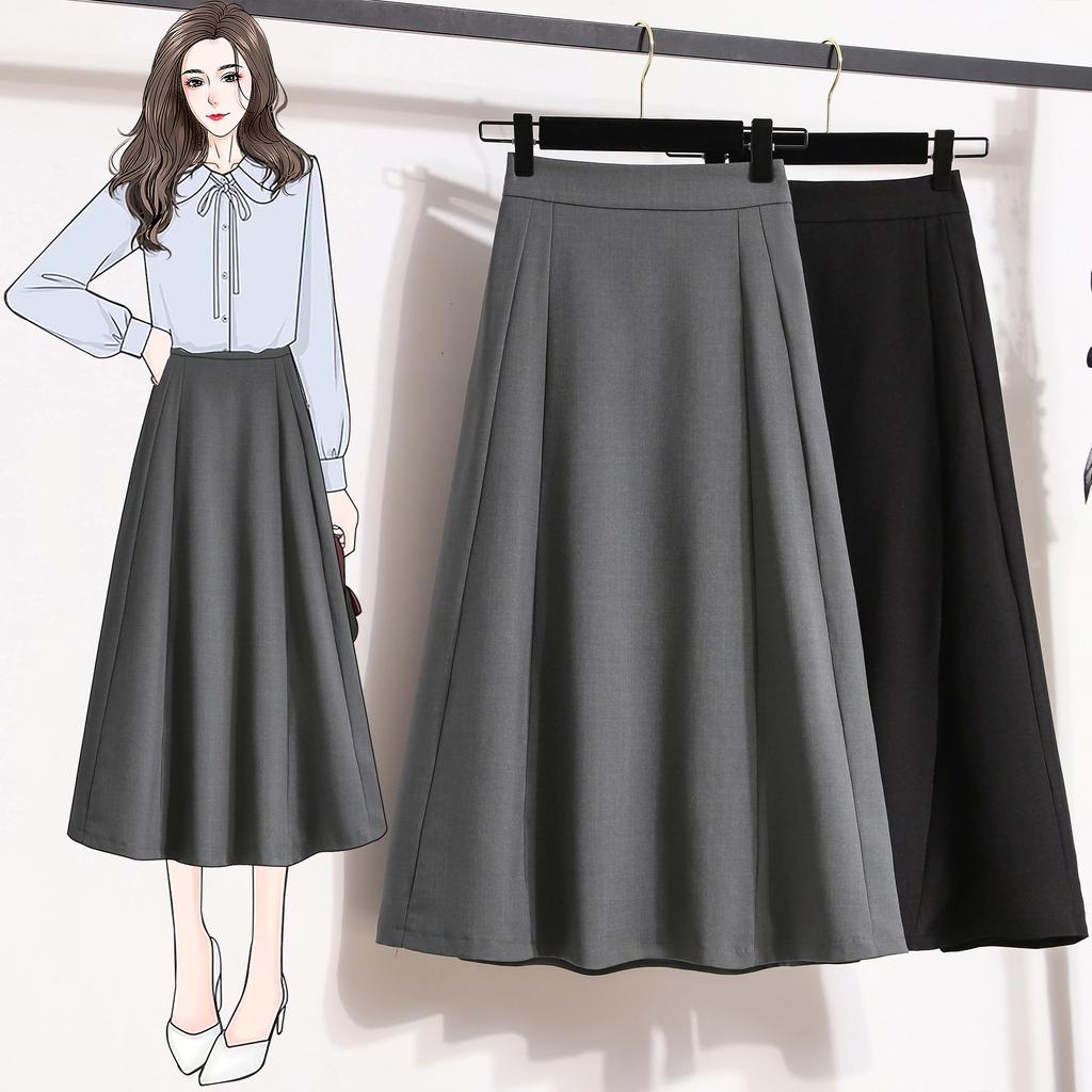 Dimanaf 2025 Women Summer Plus Size High Waist Skirts Vintage Elastic Pleated Elegant Long Skirts 5XL