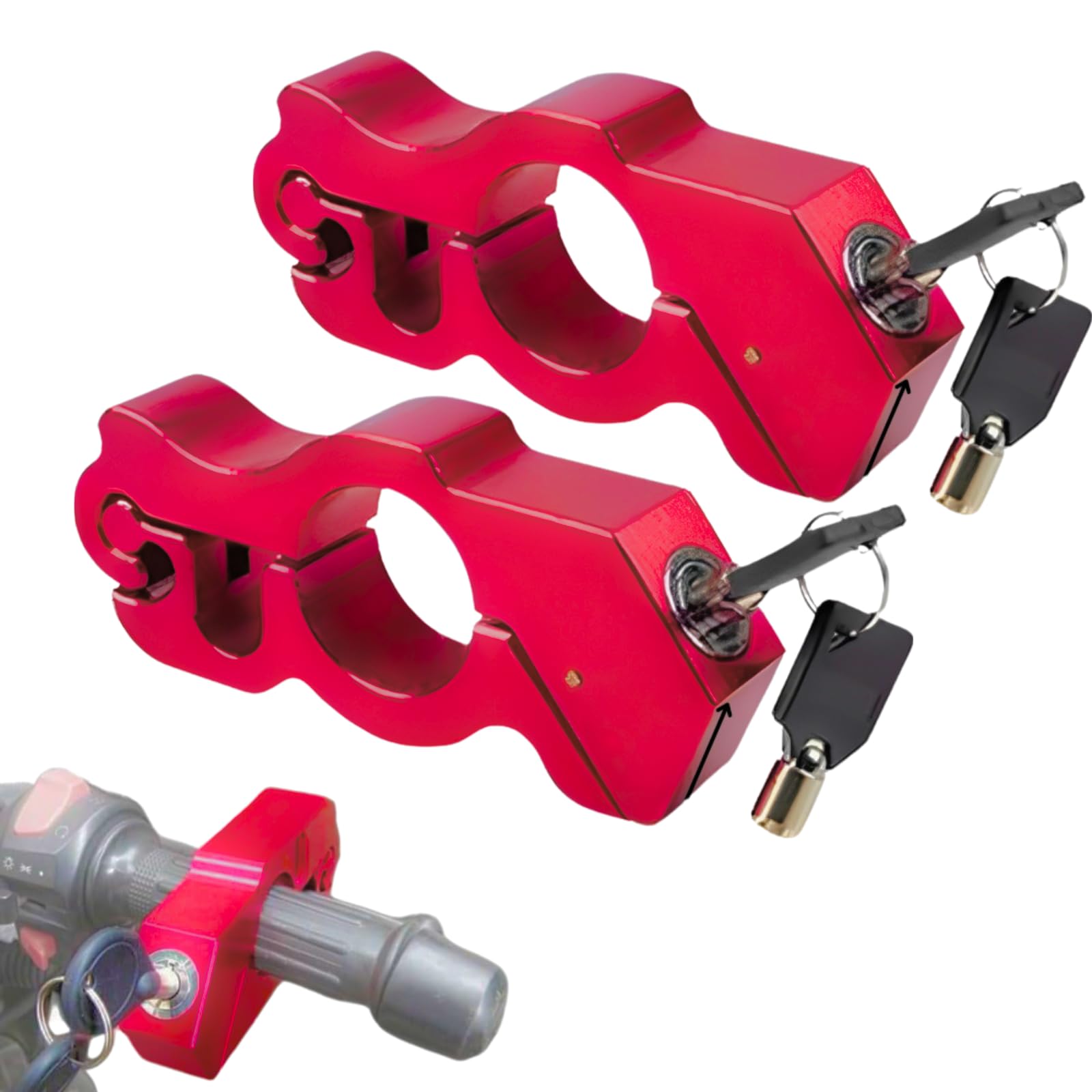 

GRASSCALM Motorcycle Brake Set of Easy Fall Motorcycle Disc Classic Universal Spare Key Included Red Locks, 2, Anti-Theft, Operation, Prevention,