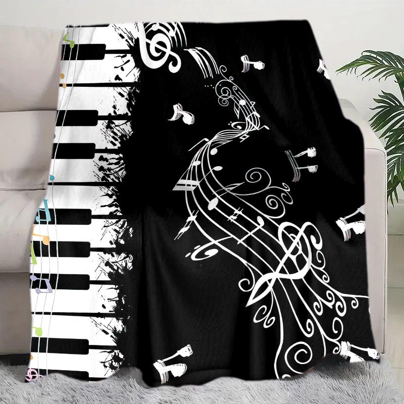 1PC Piano Keys Music Printed Blanket, All Season Lightweight Home Office Outdoor Nap Multifunctional Blanket A17