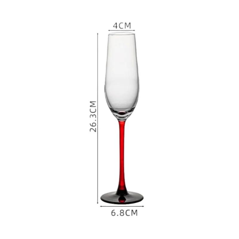 Red Stem Champagne Flutes Luxury Champagne Glass Cocktail Sparkling Wine Glass for Christmas Party Wedding Home Bar Accessories