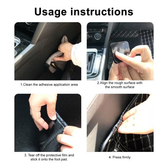 20 Pairs Heavy Duty Fastener Tape Self Adhesive Interlocking Strip Damage-Free Multifunction Car Foot Mat Carpet Fixing Sticker