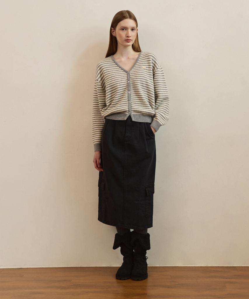 Adowl Lata Cargo Pocket H Line Skirt - Navy