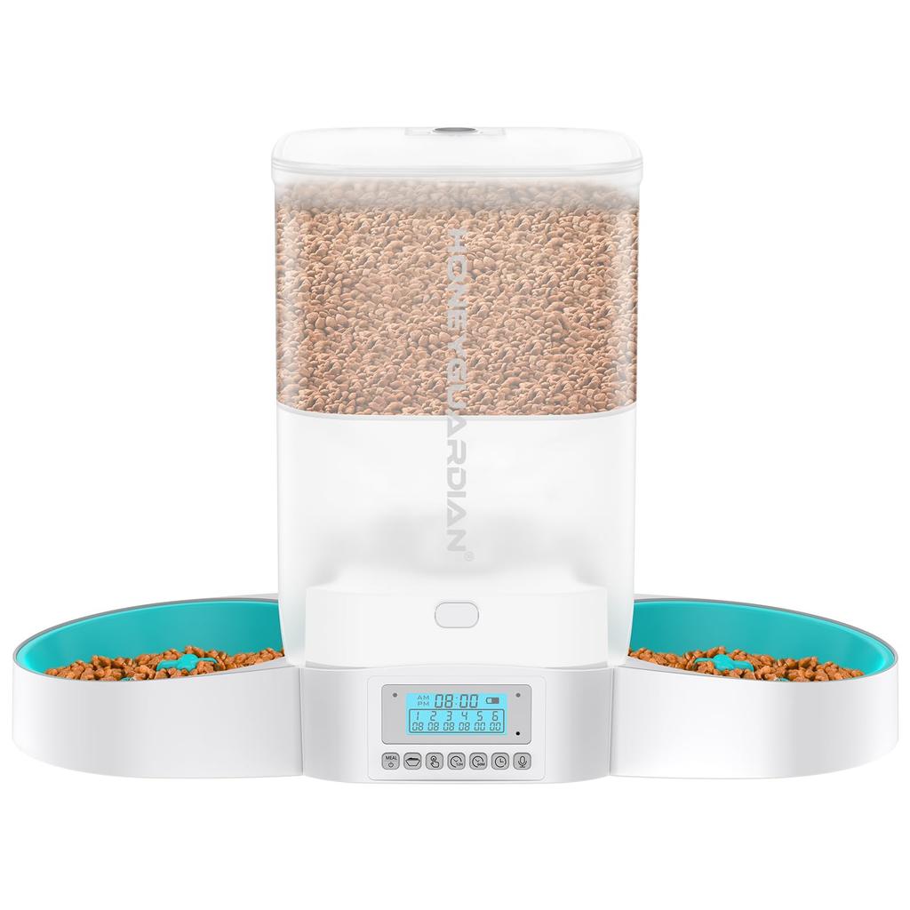 HoneyGuaridan Automatic Pet Feeder for and Small Animals Scheduled 6 Meals per Includes 2 Stainless Steel Multiple Freshness Keeping Voice Manual