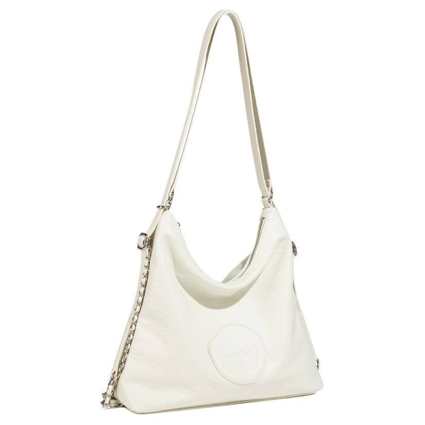 New Disney Mickey Series PU Double Shoulder Crossbody Tote Handbag, Shoulder Bag Large Women's Black/Silver/Cream White BMK-71278-2