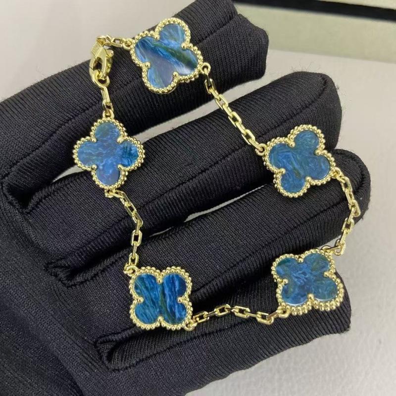 Exquisite Four-leaf Clover Bracelet for Women Five-flower Bracelet Double-sided Natural White Mother-of-pearl and Carnelian Bracelet