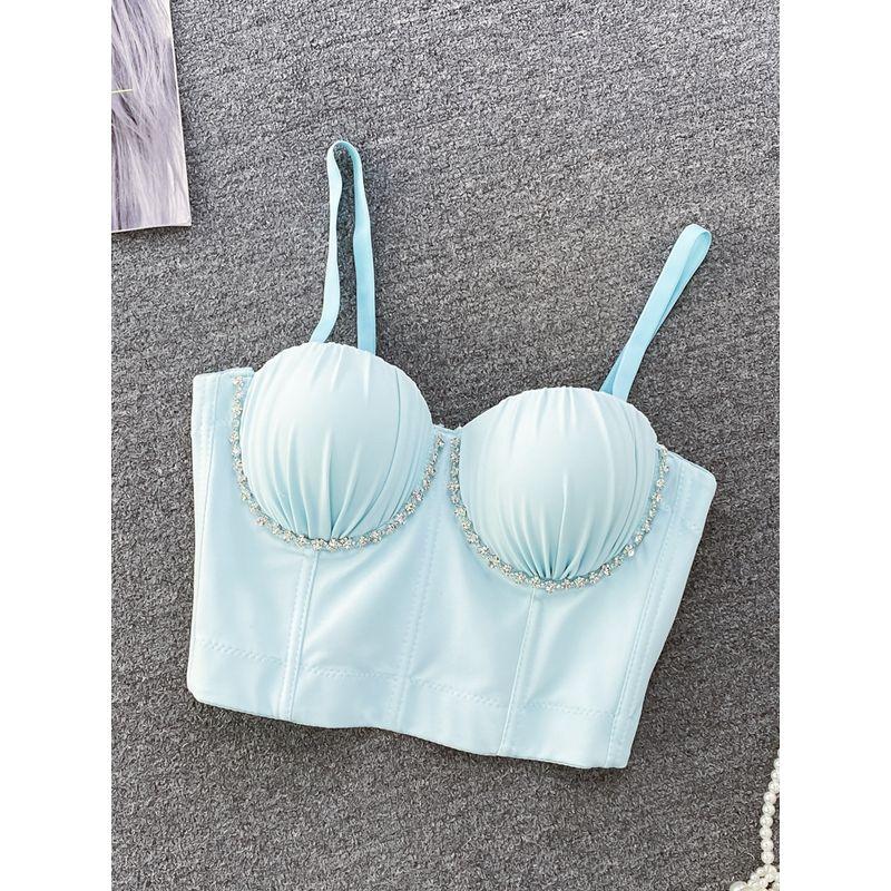 Sexy Ruched Diamond Shell Fishbone Silm Tube Top