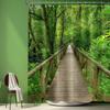 Nature Forest Wooden Bridge Shower Curtain 3D Rain Forest Scenic Landscape Shower Curta for Bathroom Decor, Waterproof Cloth Fabric with Hooks 70 X