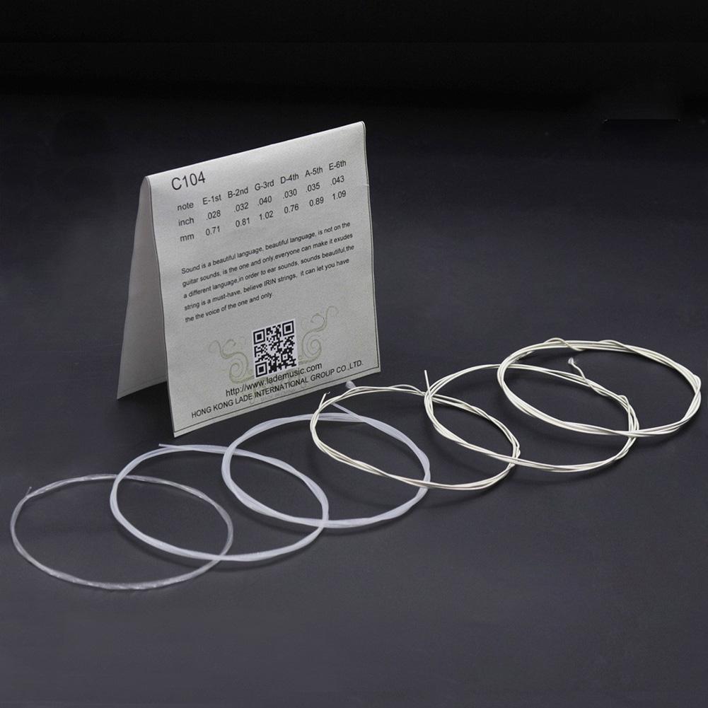 C104 Guitar Strings Acoustic Folk Guitar Brilliant Sound Quality Silver-plated Copper Alloy Wound Nylon Core Strings