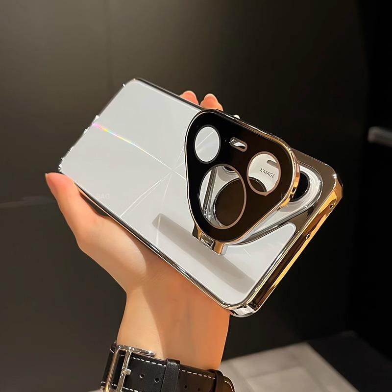 CD Patterned Laser Lens Bracket Suitable for Huawei Pura70pro Mobile Phone Case New P70 Full Inclusive Anti Fall Protection Case