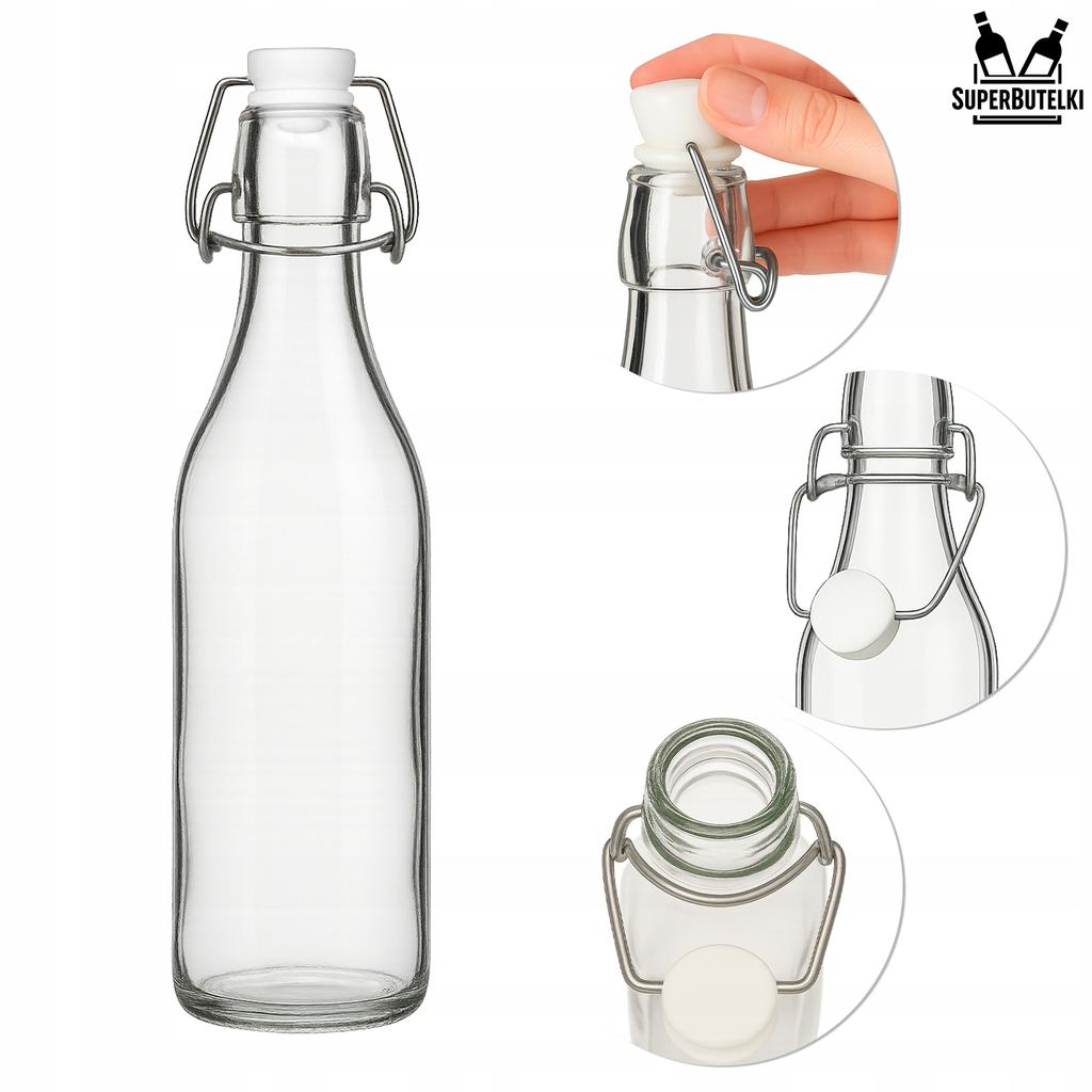 Round bottle with clip - 1000 ml