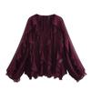 Spring Women's Bow Tie Layered French Lantern Sleeve Shirt