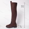 Women's Boots 2026 Lace-up Round Toe Low Heel Cow Suede Over The Knee Modern Boots Sexy Comfortable Long Boots Botas Para Mujer