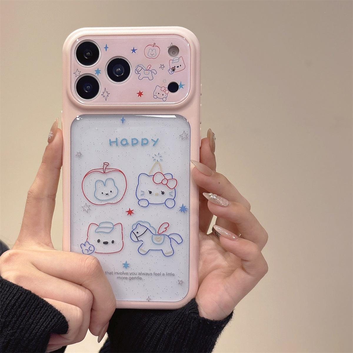 Large Glitter Resin Cat iPhone 15 Compatible 17/16 ProMax Case, Anti-fall iPhone 15 Pro