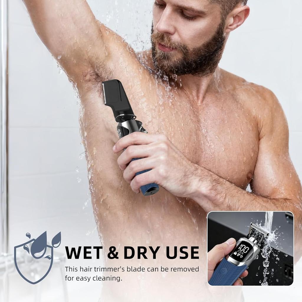 6-in-1 Professional Beard Trimmer for Men, IPX6 Waterproof Electric Shaver Razor, Cordless Body Hair Trimmer for Mustache, Nose, Type-C Mens Gooming