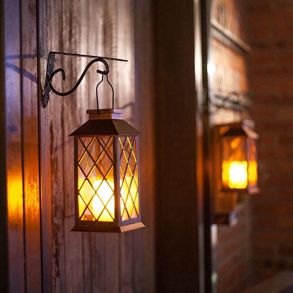 Yard Garden Decoration Flickering Hanging Flameless Fairy Lamp Solar Lanterns Mason Jar Night Light