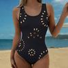 Summer Sexy Vintage Pattern Printed One-piece Swimsuit Slim Fit , Deep U-back Design, Beach Pool Vacation Eye-catching Fashion Swimsuit