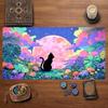 Moon Garden Black Cat Playmat Mouse Pad Playmat 24"X14" MTG TCG Office Desk Mat for Work Game PC Laptop Rug Carpet MousePad