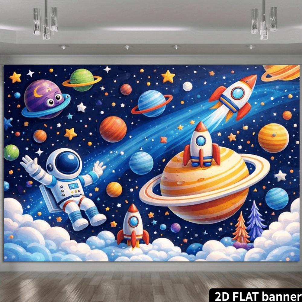 2D planar pattern background for space travel astronauts wandering in the starry sky