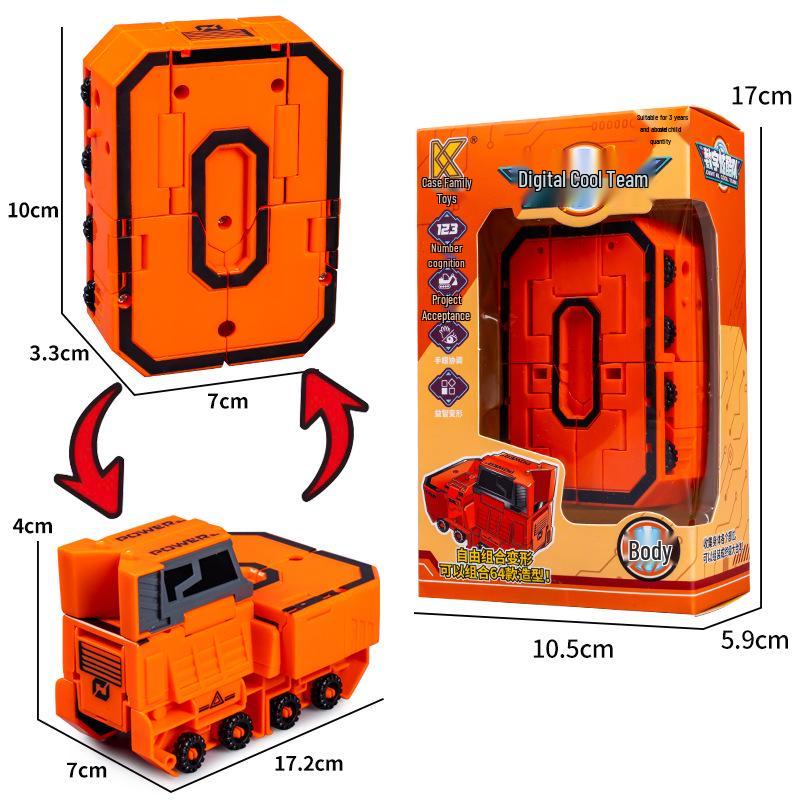 Large Kids' Number Symbol Transforming Robot Car Toy Set
