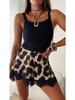 2026 Retro Satin Leopard Print Lace Trim Women's Shorts