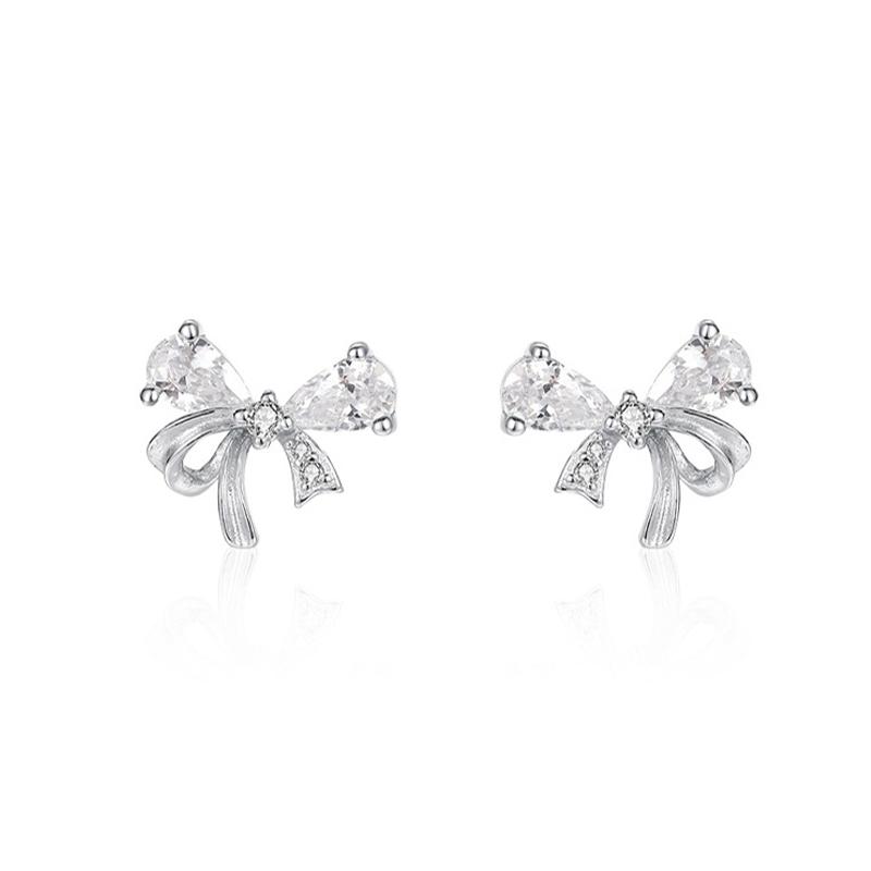 barbie Earrings Sterling Silver Sparkling Bow, Temperament, Niche Design, High-end Sense, Sparkling Gentle Style, Versatile for Daily Use BBE716663