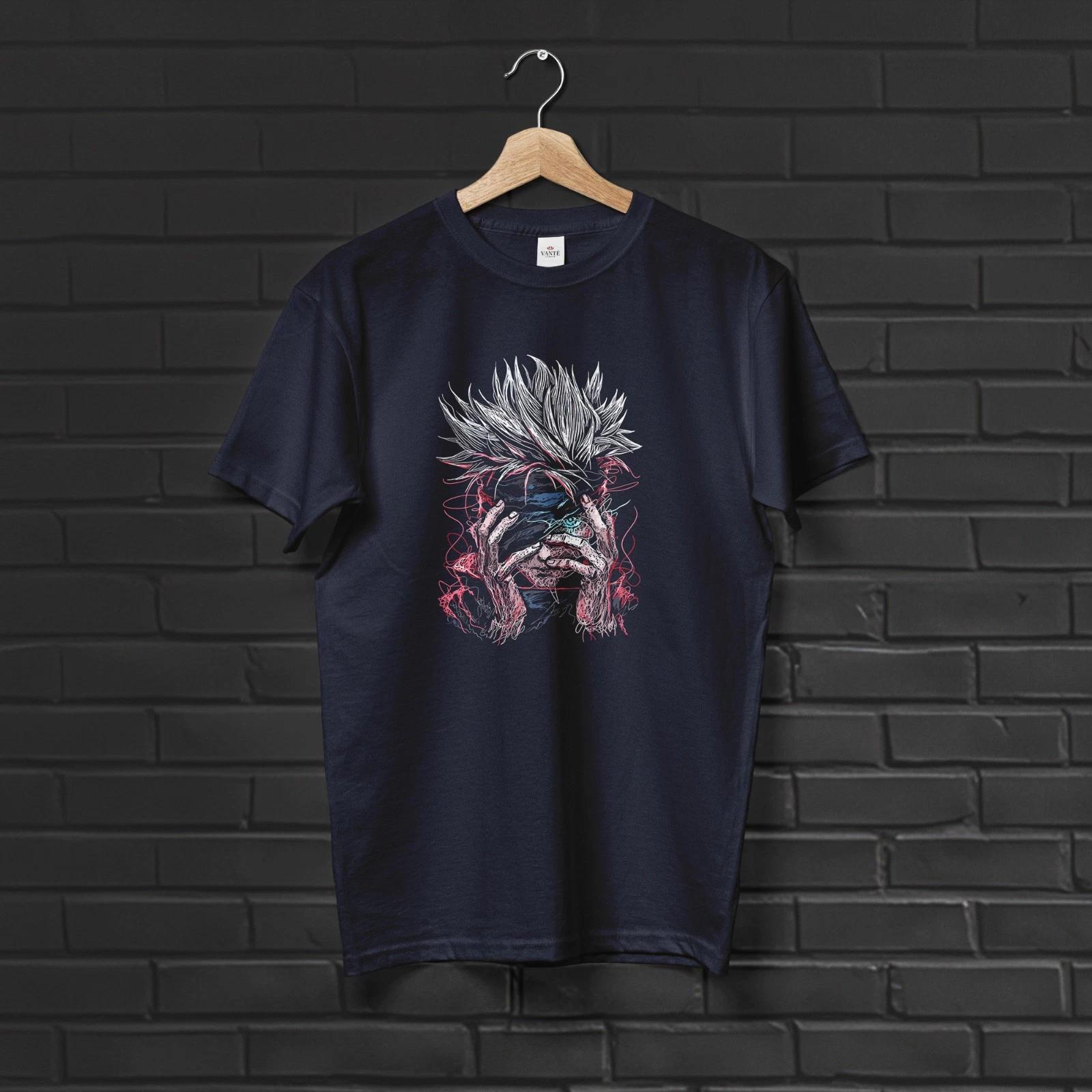Футболка с принтом Сатору Годжо из аниме Streetwear Графическая футболка Унисекс Топ L