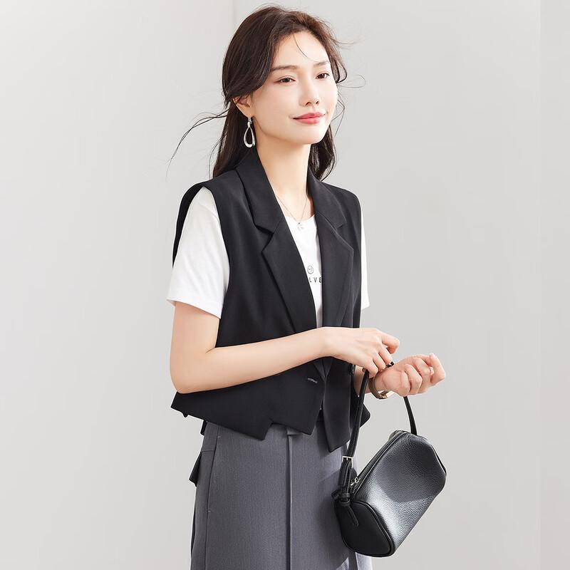 TERRE BLEUE Women's Loose Fit Short Commuter Blazer Vest