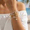 6 Stück/Set Boho Muschel Seestern Gestapelte Armbänder für Damen Imitation Perlen Elastisches Armband Sommer Meeres Schmuck Geschenk