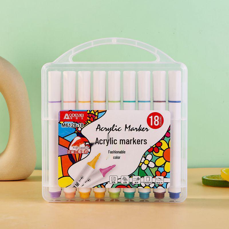 Ergonomic Triangular 18-Color Acrylic Marker Set for Kids and Students