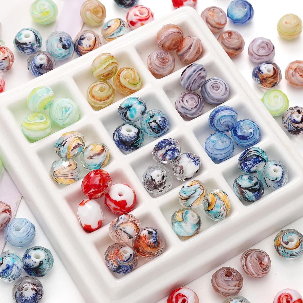 12x10mm Glass Cut Flat Round Beads Interval Scattered Beads For DIY Bracelets Necklaces Jewelry Making
