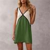 Women's Casual V Neck Loose Fit Sleeveless Dress Color Block Mini Dress Summer Beachwear Lightweight Comfortable