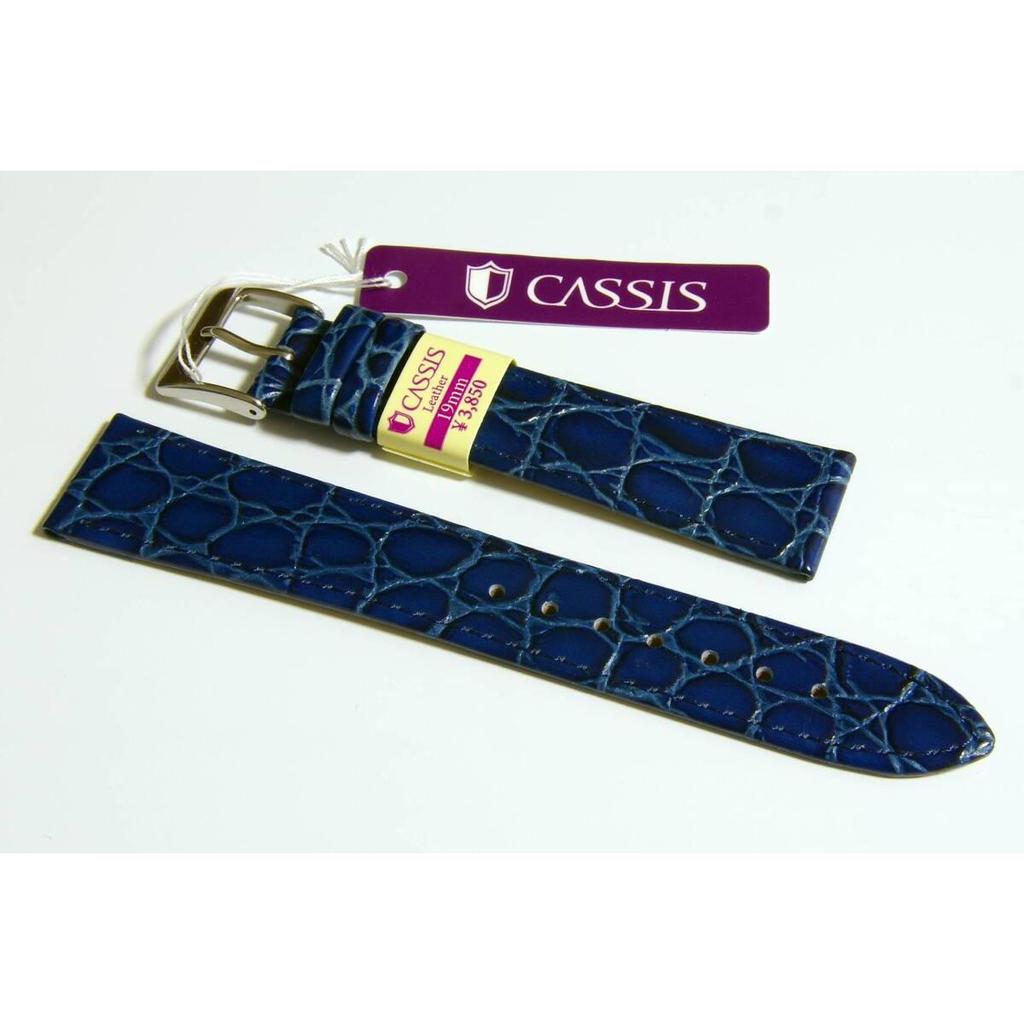 Used Free shipping and spring bars. Lug width 19mm. Calfskin embossed. Hirsch Bristol. Blue.