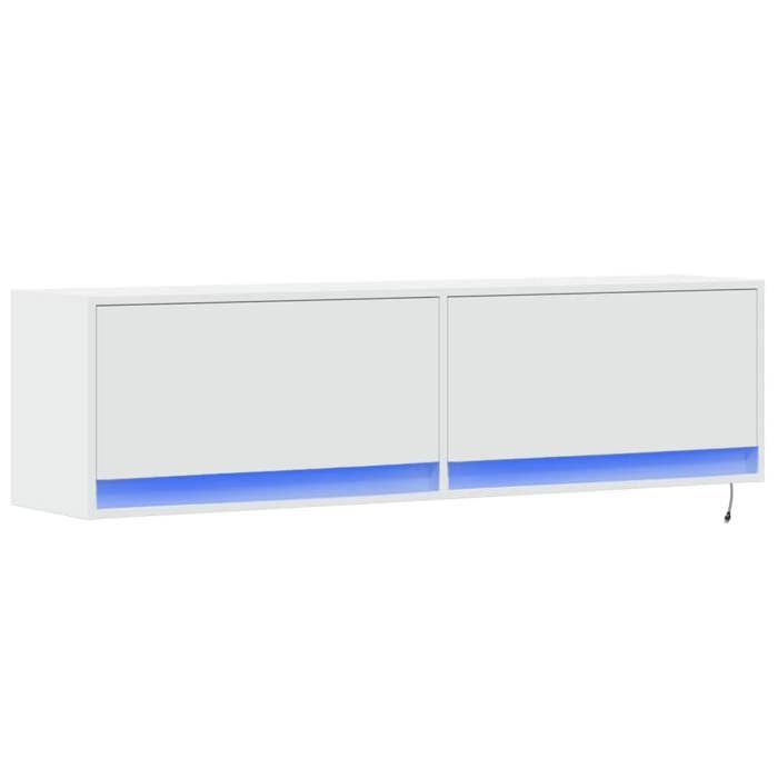 VidaXL Wall-mounted TV Cabinet with LED Lights White 140x31x38 Cm, Wall-mounted TV Unit, Floating TV Unit, TV Stand 852369