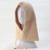 Rabbit Fur Knitted Scarf Hood Hat Women Beanies Warm Winter Unisex  Balaclava Skiing Outdoor Bonnet Thick Earflap Hat