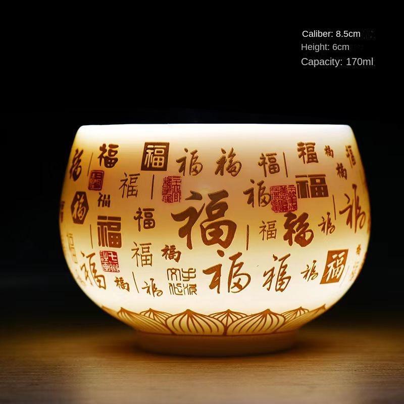 Blanc De Chine Herz Sutra Baifu Meistertasse Weißes Jadeporzellan Kung Fu Teeset Große persönliche besondere Teetasse