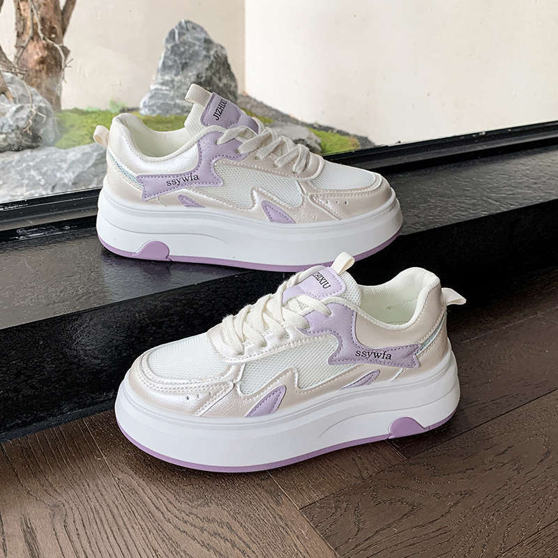Thick-soled Little White Shoes Women's Spring and Autumn 2025 New Summer Breathable Mesh Mesh Shoes Lightweight and Heightening Casual Board Shoes